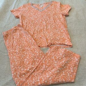 Charter Club Women’s Pajamas Set Two-Piece Short Sleeve V-Neck Top Capris Pants